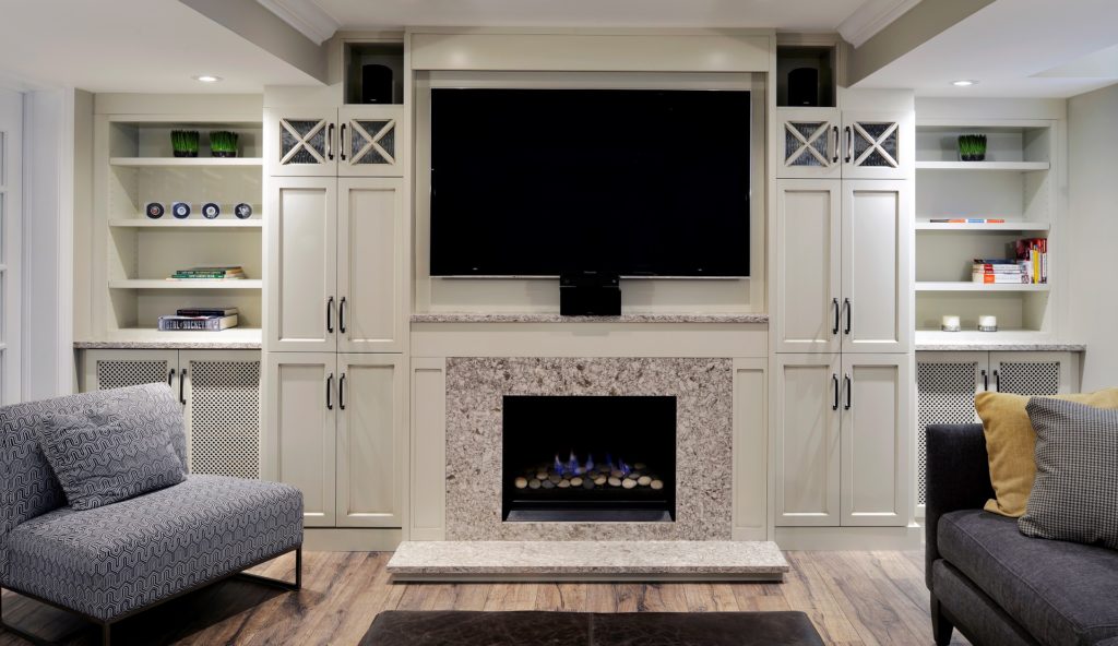 Basement Entertainment Center With Fireplace Openbasement